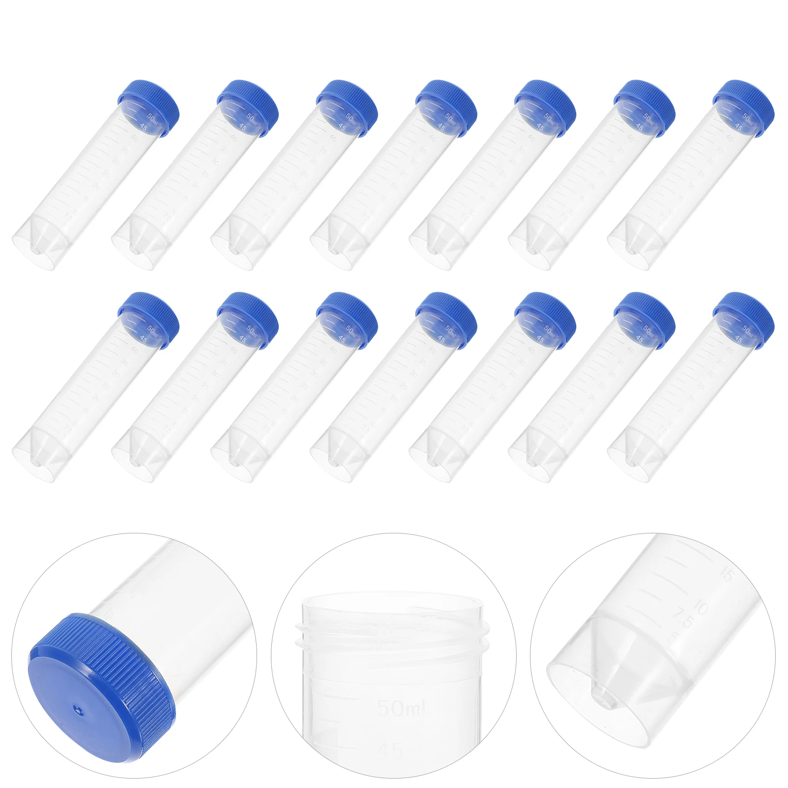 

50 Pcs 50ml Screw Cap Tube Test for Laboratory Sample Round Bottom Tubes with Lids Collection Caps Pp Container