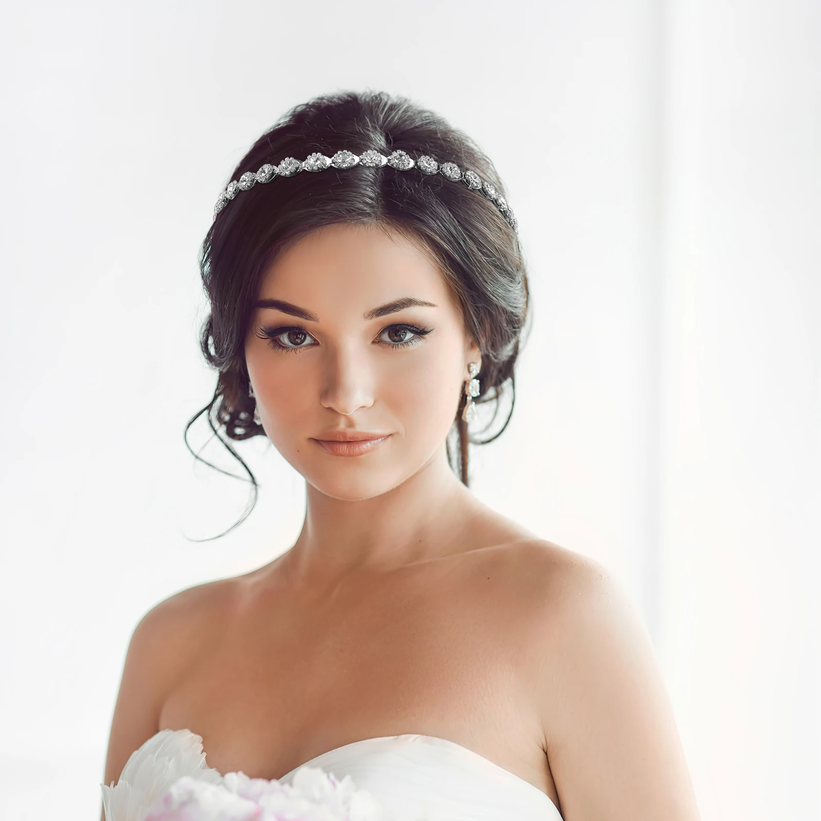 كريستال حجر الراين عقال الزفاف إكسسوارات الشعر أغطية الرأس الزفاف للنساء الشريط زهرة الزفاف تاج