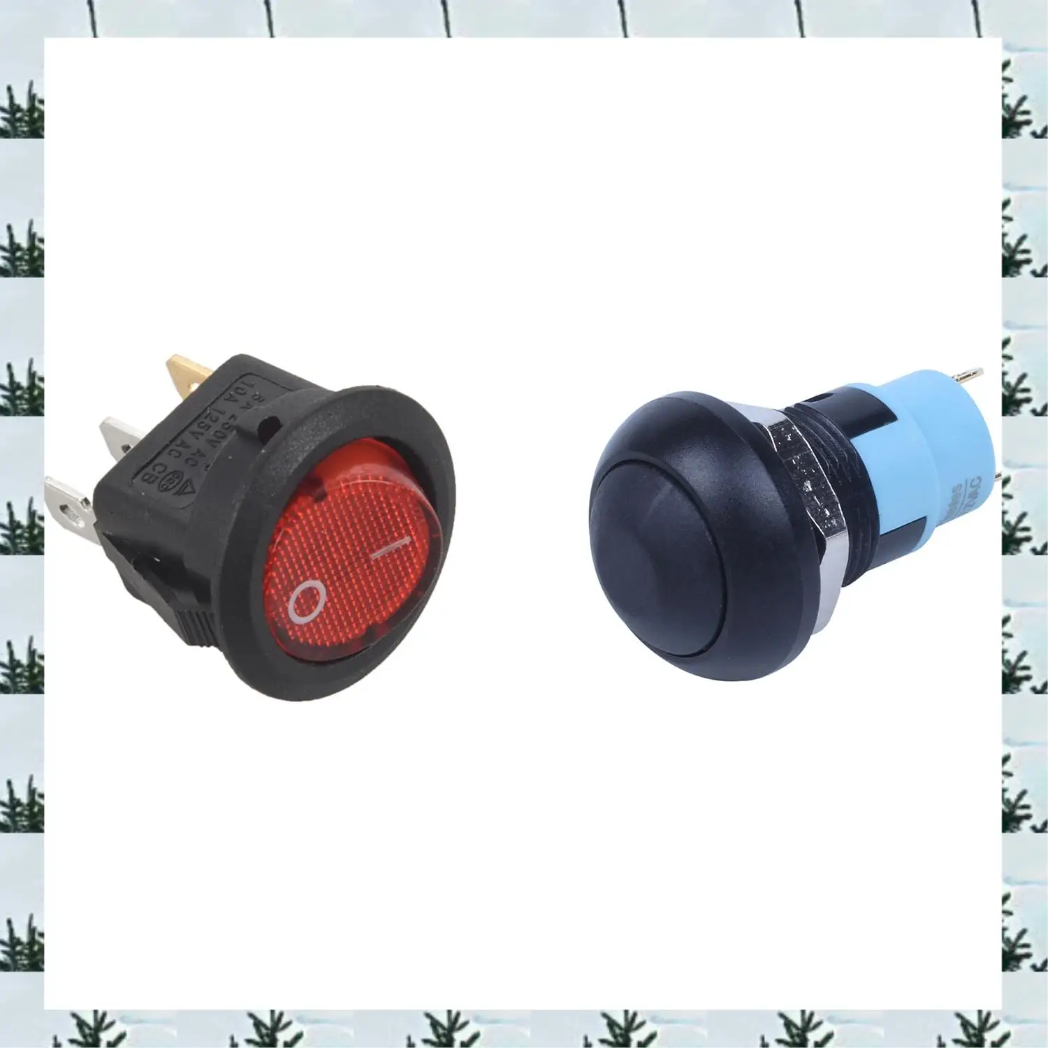 ABLG Toggle Switch Bipolar ON OFF Red 3 Pin 20Mm & On-Off Latching Waterproof 12Mm Push Button Switch SPST 2A IP67, Black