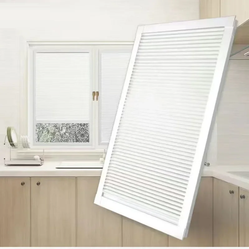 Cordless Cellular Shades No Drill Honeycomb Blinds Window Pleated Curtains Side Frame Covered Easyfix AK230214-E40-Frame-M