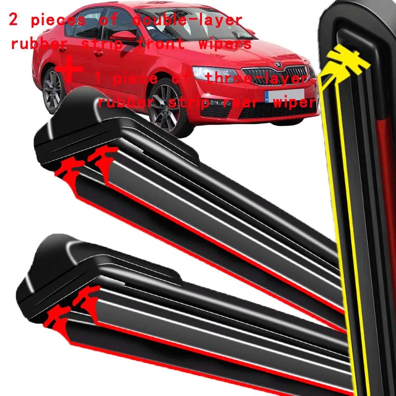 

For Skoda Octavia 5E 2013-2017 2014 2015 2016 Wiper Front & Rear Wiper Blades Windshield Windscreen Window Brushes 24"+19"+16"