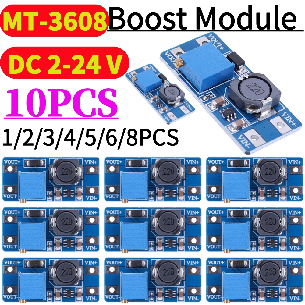 1-10Pc MT-3608 DC-DC Step Up Converter Booster Power Supply Module Boost Step-up Board MAX output 28V 2A Max 2-24V To 5/9/12/28V