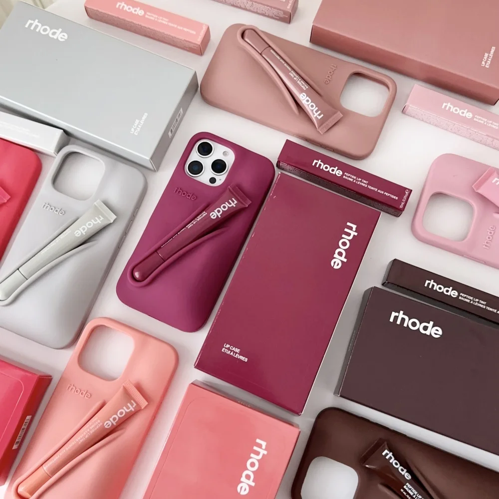 

Rhode Soft Silicone Case For iPhone 16E 15 Pro Max 14 13 12 11 14 Plus Portable Lipstick Peptide Lip Gloss Holder Cover With Box