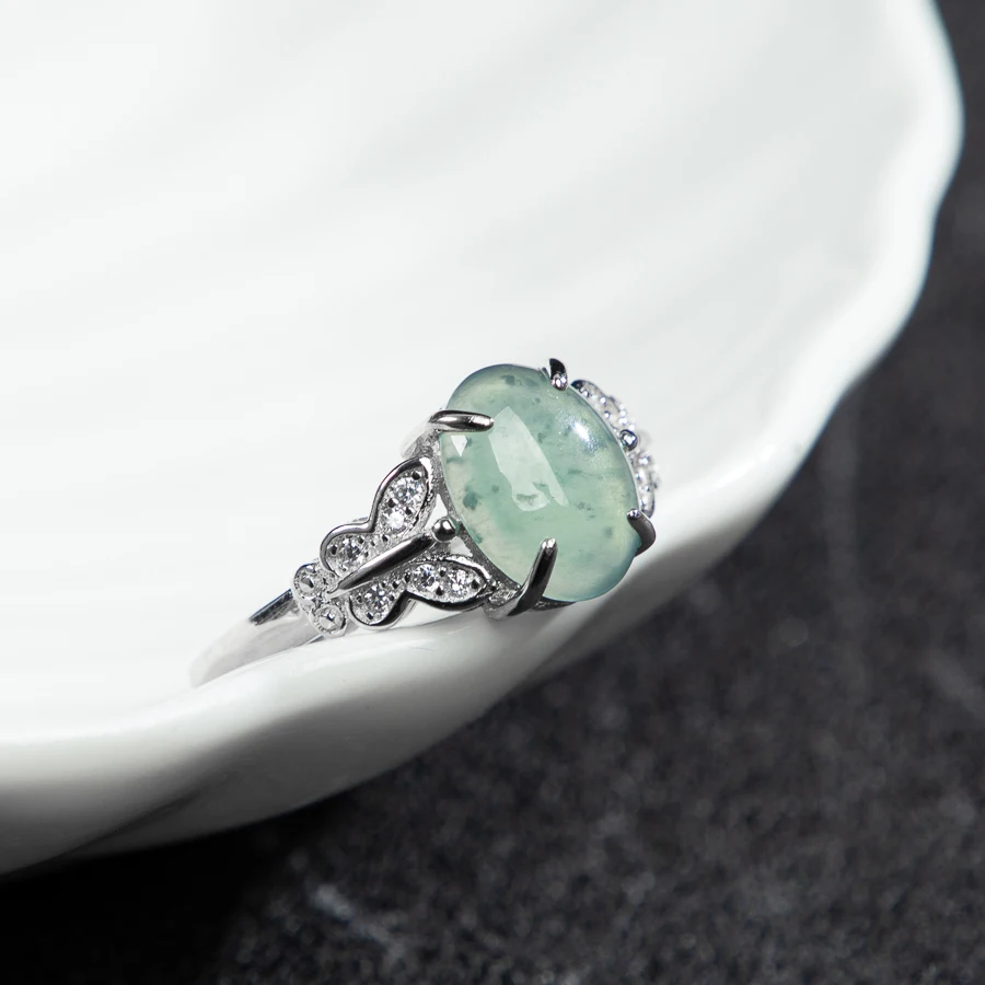 

TIMESWIND оригинальное нефритовое светло-голубое овальное женское кольцо трапециевидной формы S925 с бабочкой и цирконом, модные украшения с сертификатом