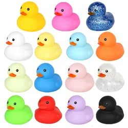 Mini Yellow Duck Car Decoration Bath Toy Baby Bathtub Ducky Water Floating Bathroom Floating Pool Fishing Play Set for Kids