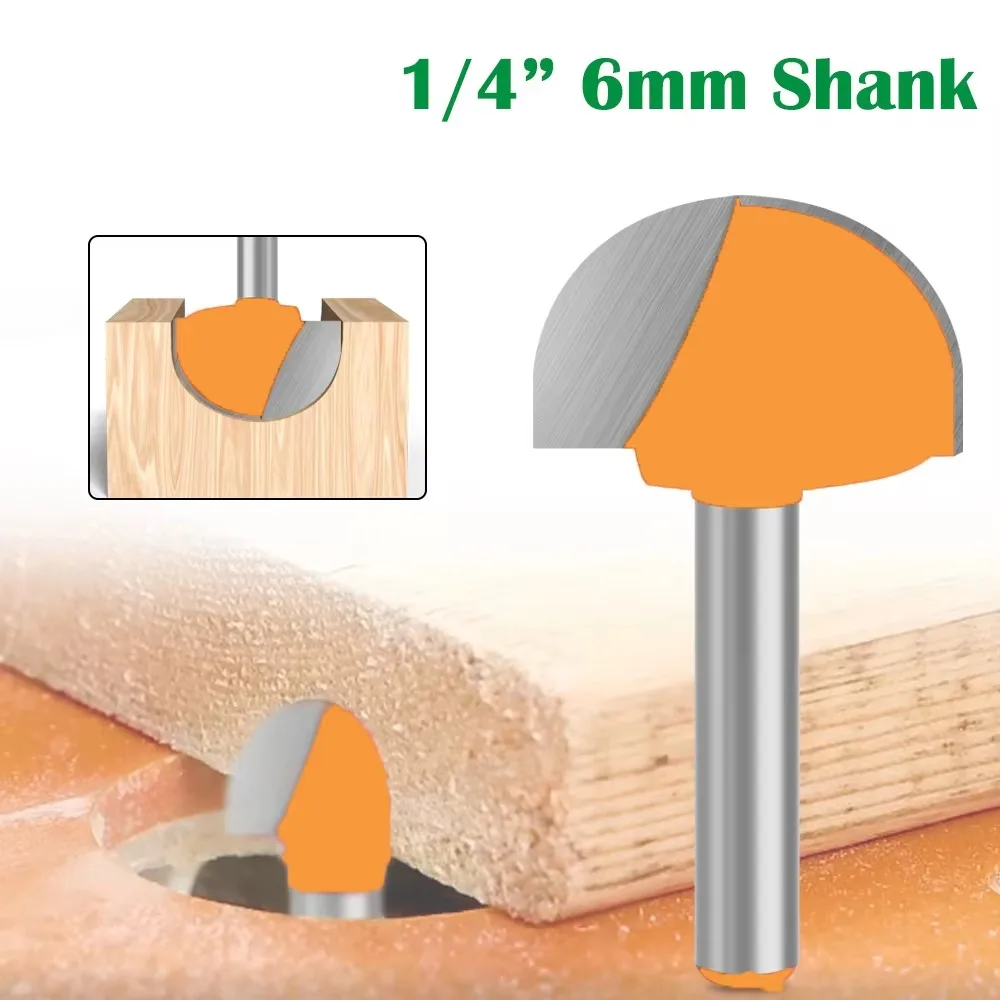 

1PC 1/4" 6.35MM Shank Milling Cutter Wood Carving Ball Nose Router Bit Round Milling Cutter for Wood CNC Radius Core Box Solid