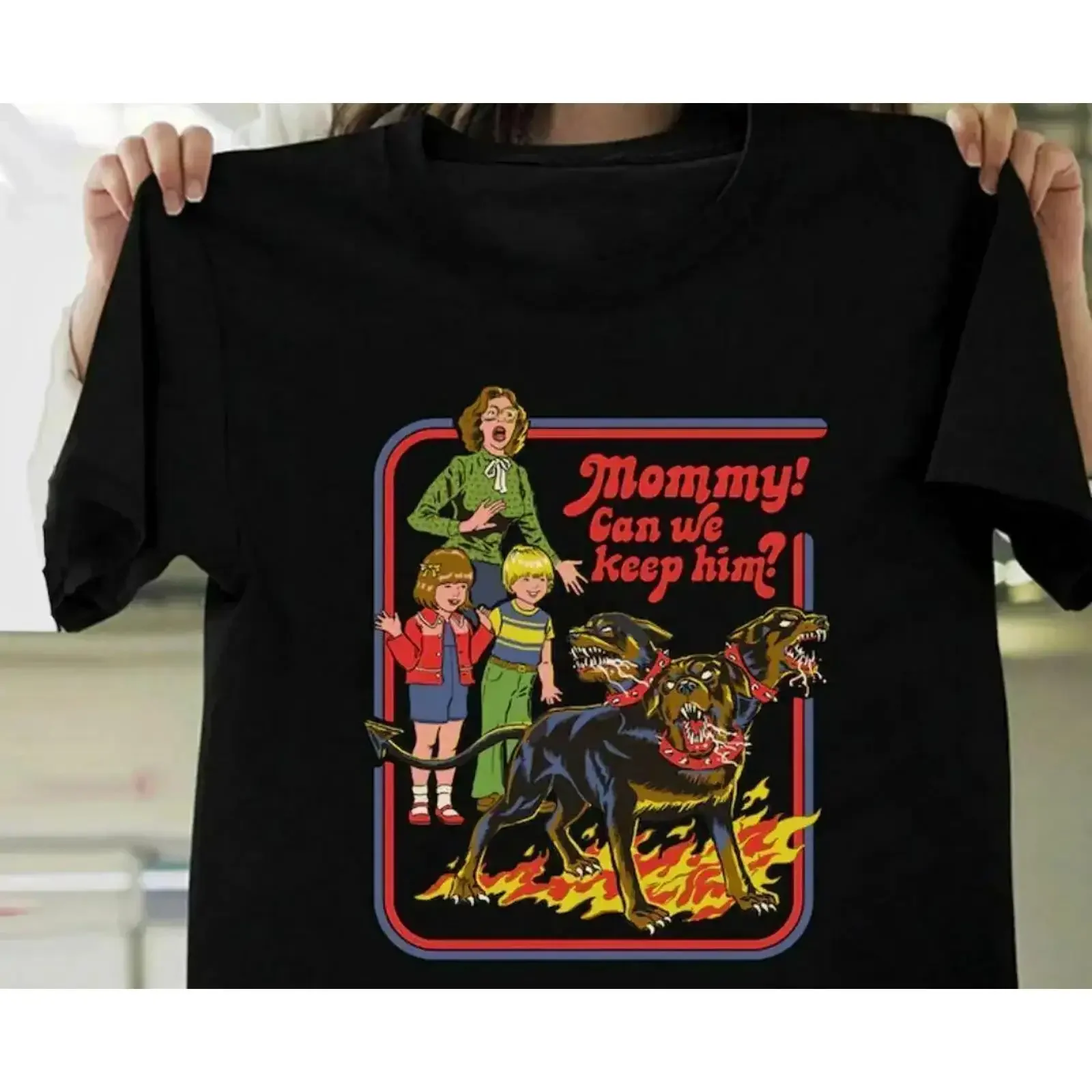 

Футболка Steven Rhodes Cerberus Mommy Can We Keep Him из фильма ужасов на Хэллоуин, винтажная стираная уличная одежда, удобная