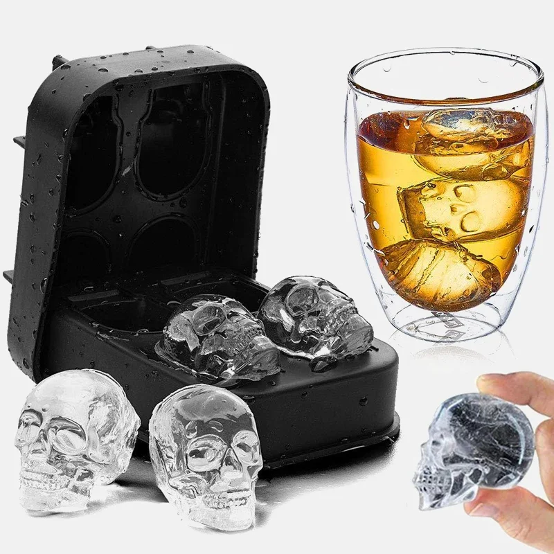 New 3D Skull Silicone Mold Ice Cube Maker Chocolate Mould Tray Ice Cream DIY Tool Whiskey Wine Cocktail Ice Cube Best Sellers