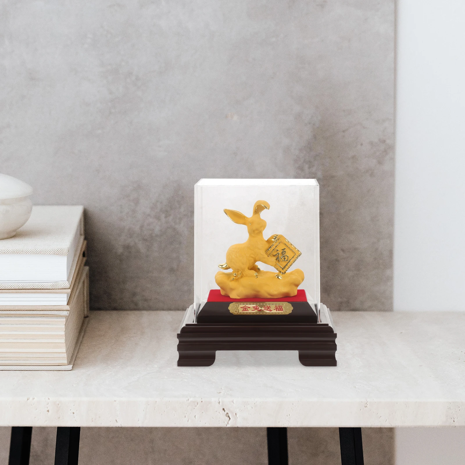 

Golden Rabbit Ornaments Zodiac Bunny Figurines Resin Craft Decor Desktop Statues Easter Home Office Plastic Cartoon Toy