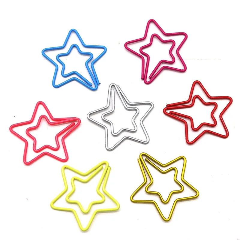 10/30Pcs Assorted Colors Mini Iron Star Paper Clips Random Color Creative Office Supplies Memo Letter Organizers Stationery