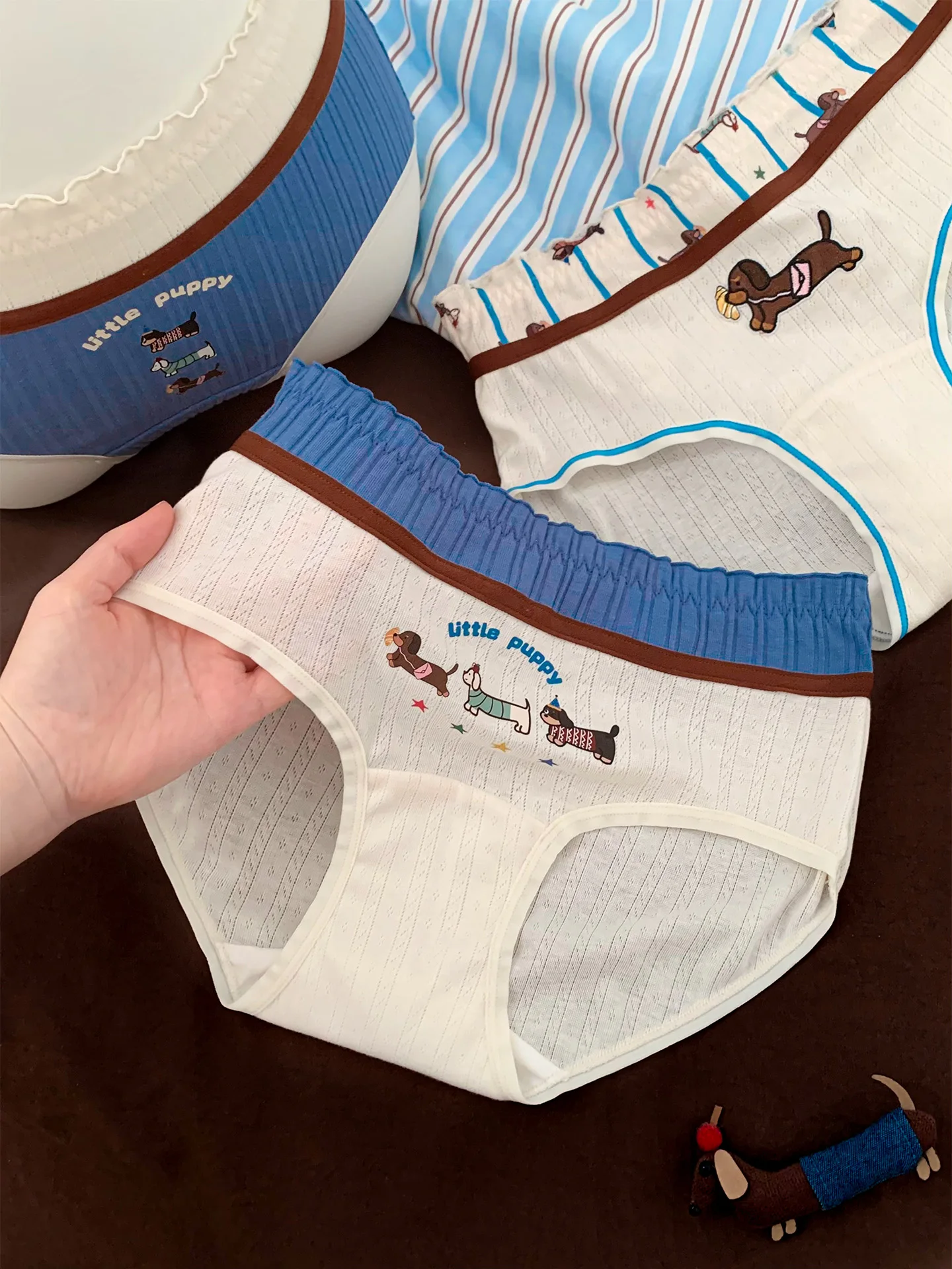 Sweet Lolita Briefs Adorable Doggies Printed Panties Comfortable High Waist Underwear ABDL Adult Large Size Triangle Pants