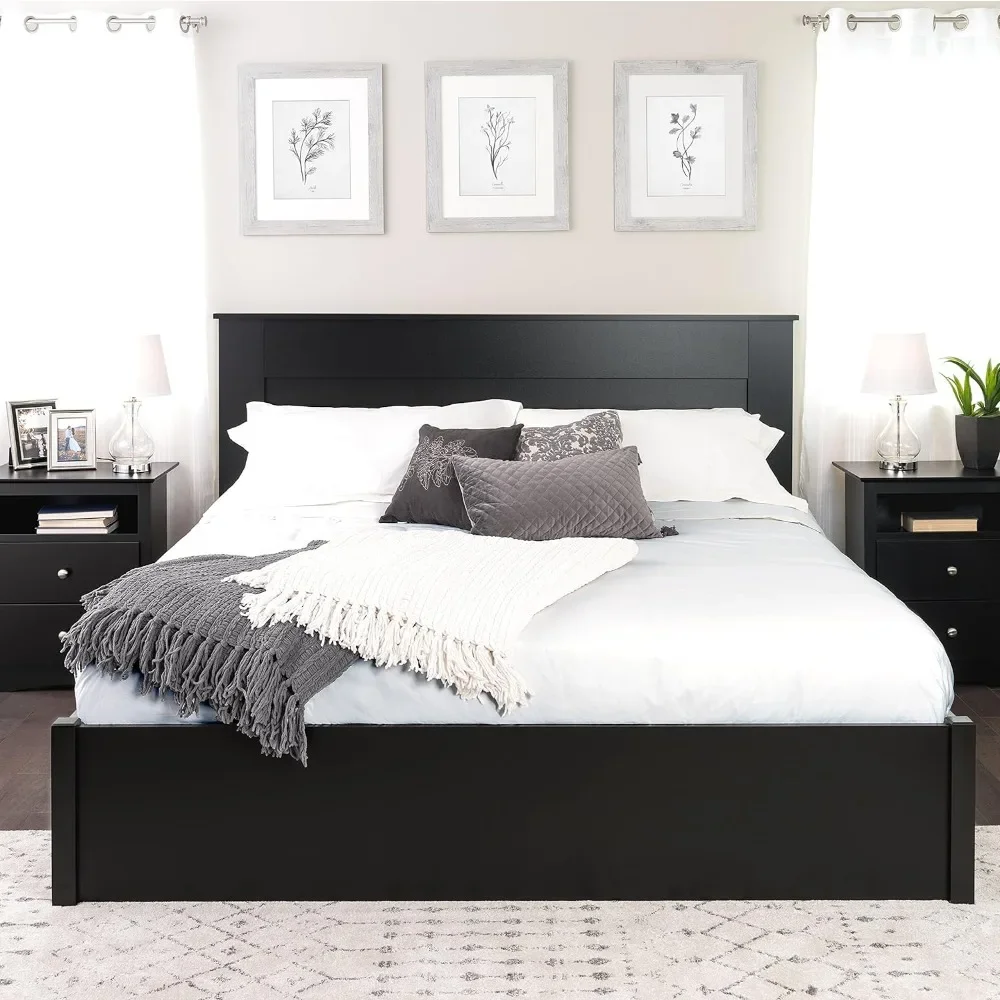 Stylish Flat Wood Panel Headboard for King Size Beds, Simplistic Wooden King Headboard 2.25