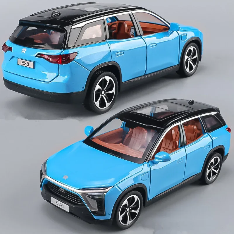 1:24 NIO ES8 SUV Alloy New Energy Car Model Diecast Metal Toy Vehicles Car Model High Simulation Sound and Light Childrens Gifts