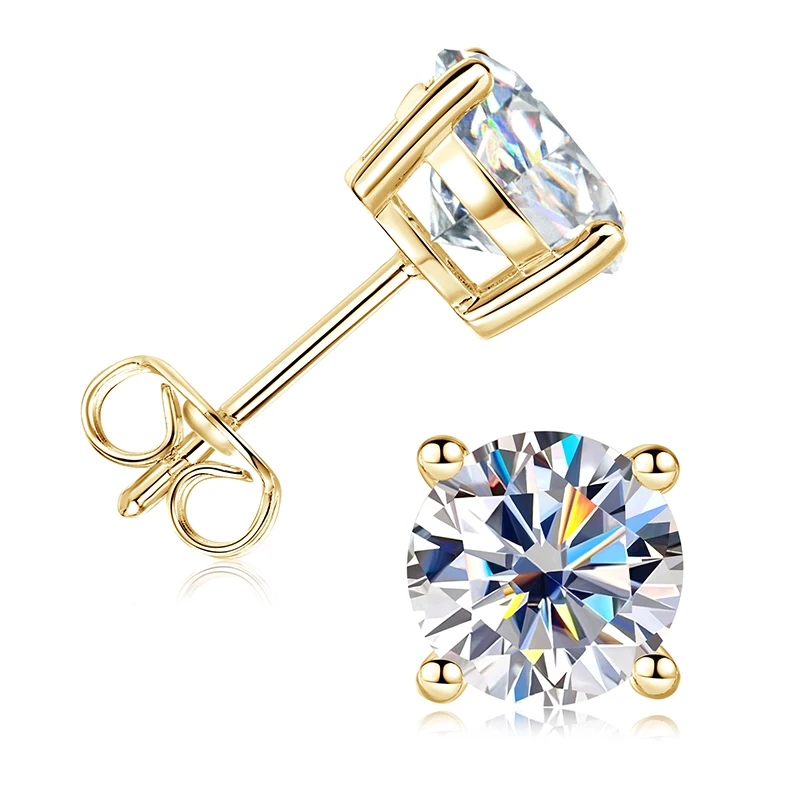 Lnngy 0,3-2CT Moissanit-Ohrstecker für Damen, 14 Karat Gold gefüllt, funkelnder Labor-Diamant-Ohrring mit vier Krallen und Zertifikaten – Detail 6