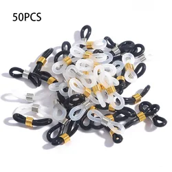 50pcs Earring Hook Stainless Steel Silicone Buckle Glasses Holder Sunglasses Belt End Connector Eyewear Chain Accessories 2023