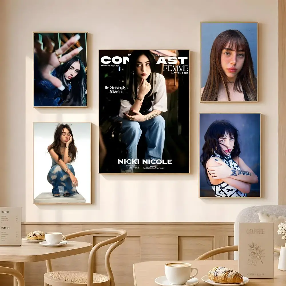 Singer Nicki Nicole Poster Poster Self-adhesive Art Waterproof Paper Sticker Coffee House Bar Room Wall Decor