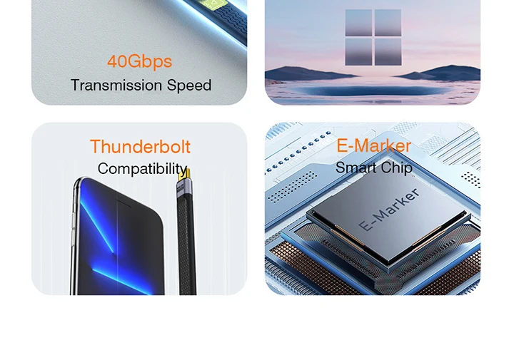 USB4 Elbow Short Cable 13.5cm Thunderbolt4 Type C Cable 40Gbps PD240W Charging Cable for SSD Laptop Macbook Phone IPhone15 iPad