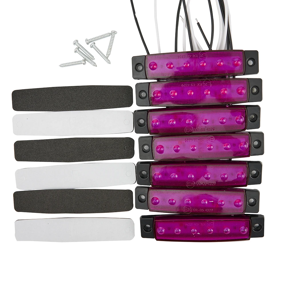 6LED LED Rock Light Boat DC 12V-24V Indicators Lorry Oblong Purple Trailer Truck Accessories Replacement Side Marker Practical