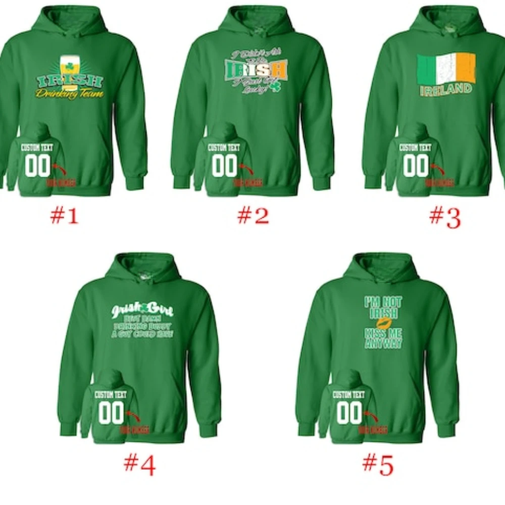 Cutom St Patrick Ssweater Party St Patty Pullover Irish Day Hoodies St Patrick Benutzerdefinierte Name Und Nummer Auf