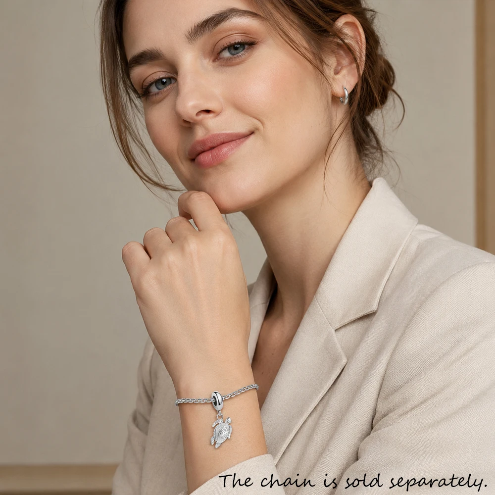 Dangle Charm Pendant Tortoise New Europe Jewelry Wisdom And Eternal Life Vintage Gift In 925 Sterling Silver