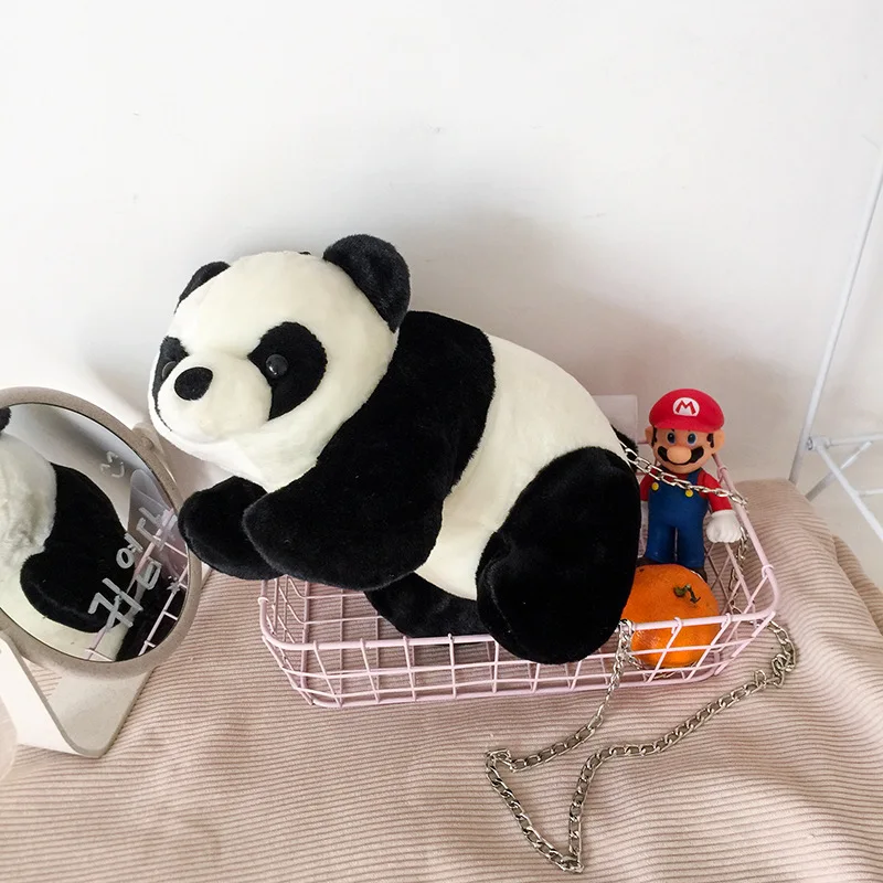 

Korean version cute panda plush bag, personalized soft and cute crossbody bag, female doll doll, cartoon chain shoulder bag