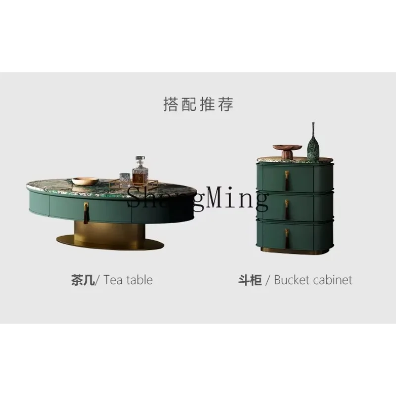CLL advanced marble coffee table floor cabinet light luxury TV cabinet large flat-floor villa living room fashionable postmodern