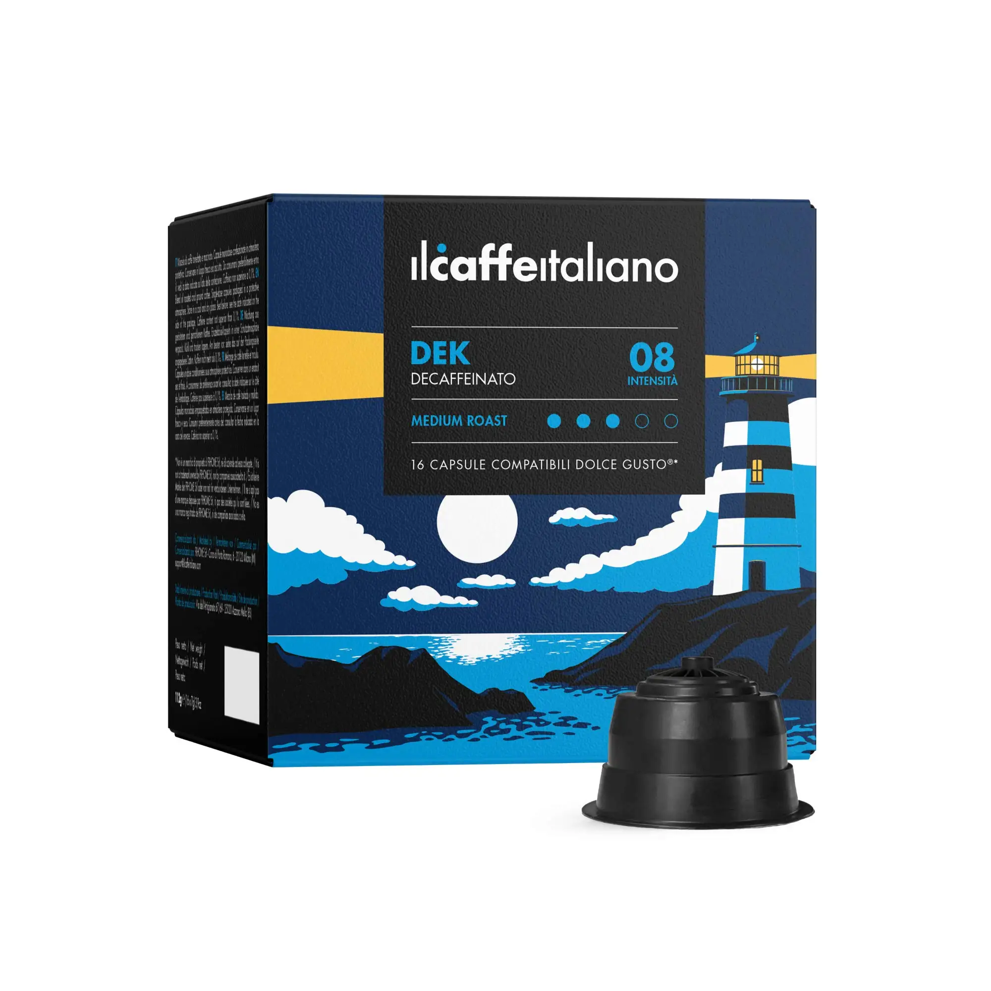 96 Capsules de Café Décaféiné - Intensité 8 - Café Italien - Capsules Compatibles Dolce Gusto ®