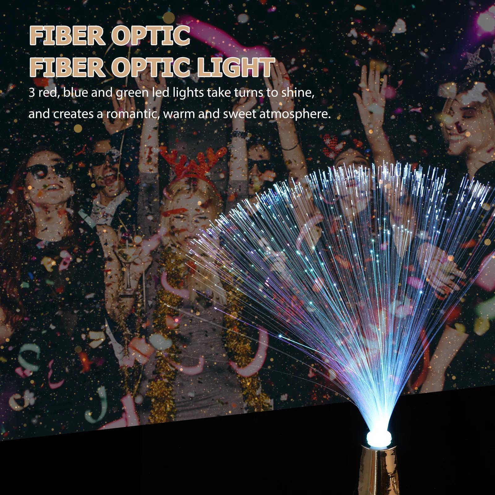 Lampada a LED che cambia colore della luce in fibra ottica azionata per la decorazione domestica della festa nuziale di Natale all'aperto