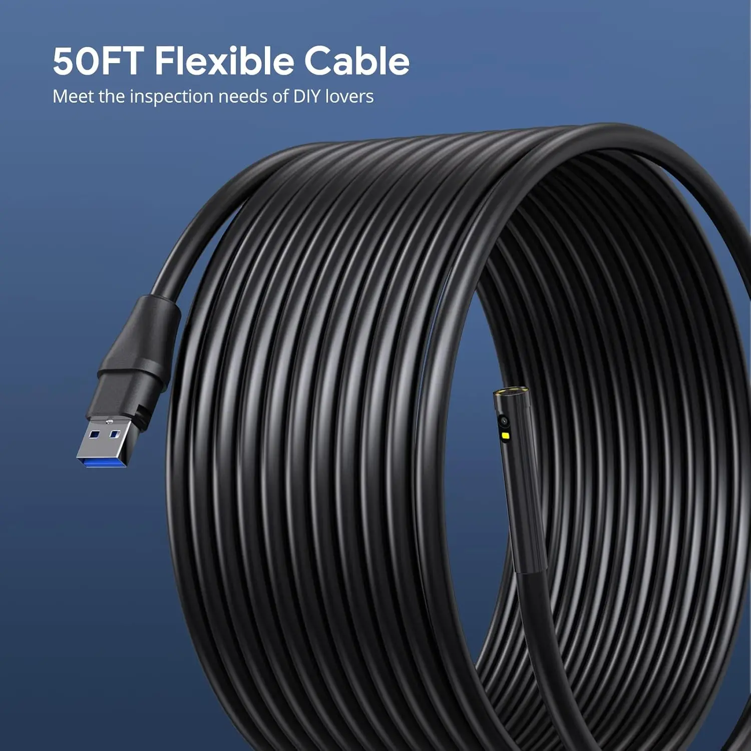 Камера для осмотра канализации длиной 50 футов, эндоскоп с двумя объективами DEPSTECH 1080P и подсветкой, бороскоп с 5-дюймовым IPS-экраном, разделенный экран