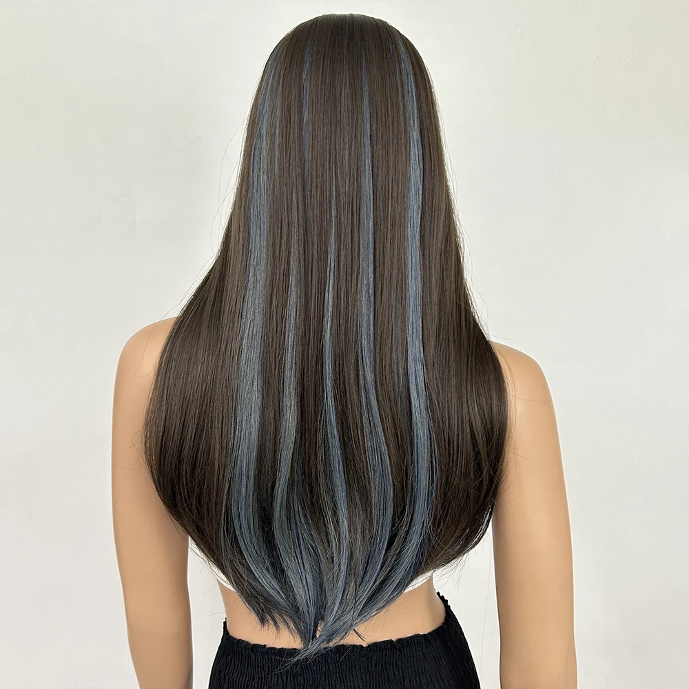[Elegant Straight Wig] 24 Inch Women's High Density Synthetic Hair with Bangs Elegant Long Straight Multi-Color Wig | Matte Fini image 2