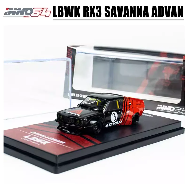 INNO 1/64 LBWK RX3 SAVANNA ADVAN Alloy Toy Motor Vehicle Diecast Metal Model Gifts