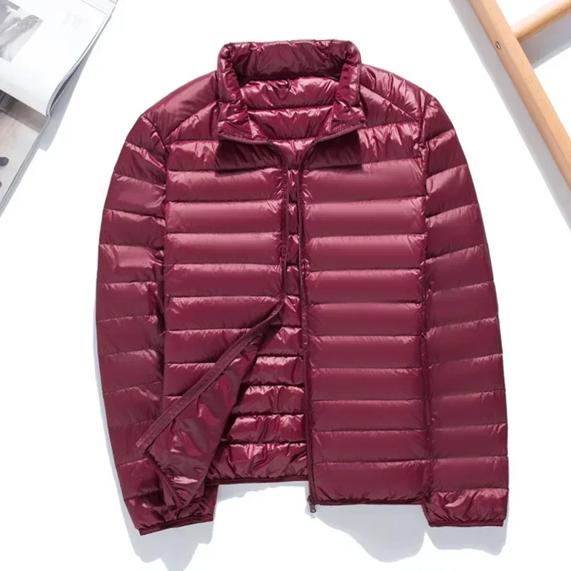 

Men's Ultra Light Standing Collar Down Jacket Travel Ultra Light and Portable New Series Jacket Warm Foldable White Duck Down