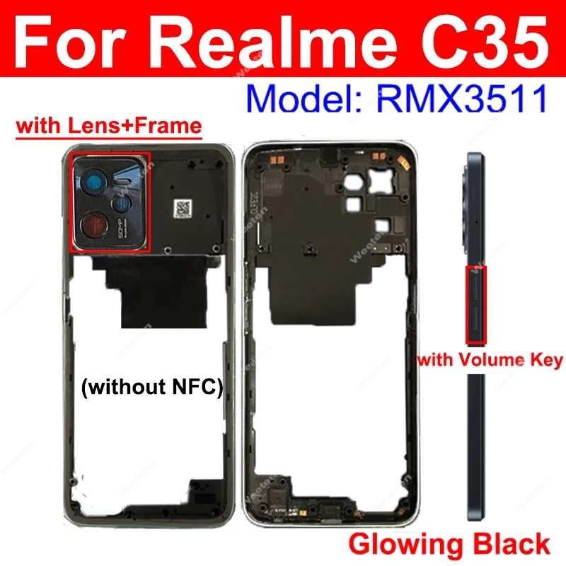 Middle Frame For Realme C33 C35 Middle Housing Frame Cover Holder Parts