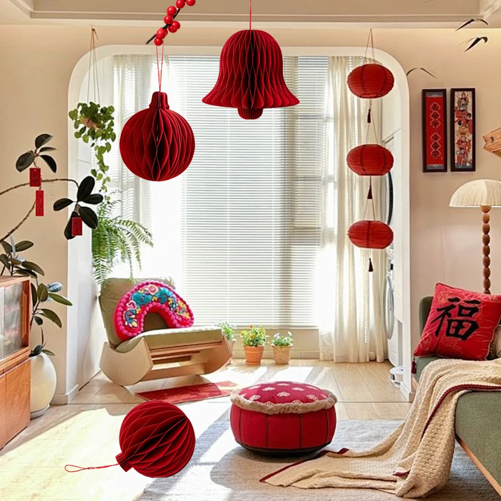Decorative Ornaments 3D Origami Lantern As Show Environmentally Friendly Decor Ornament Illuminated Visual Effect