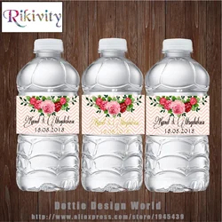 Personalised 30/20 Pcs Rose Wedding Water Bottle Wine Labels Adhesive Candy Bar Wrapper Sticker Birthday Party Wedding Decor