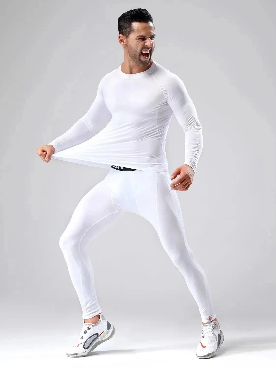 2pcs Men Compression Sportswear Suit Elastic Training Sports Yoga Sets Workout Jogging Fitness Clothing Tracksuit Pants Sporting