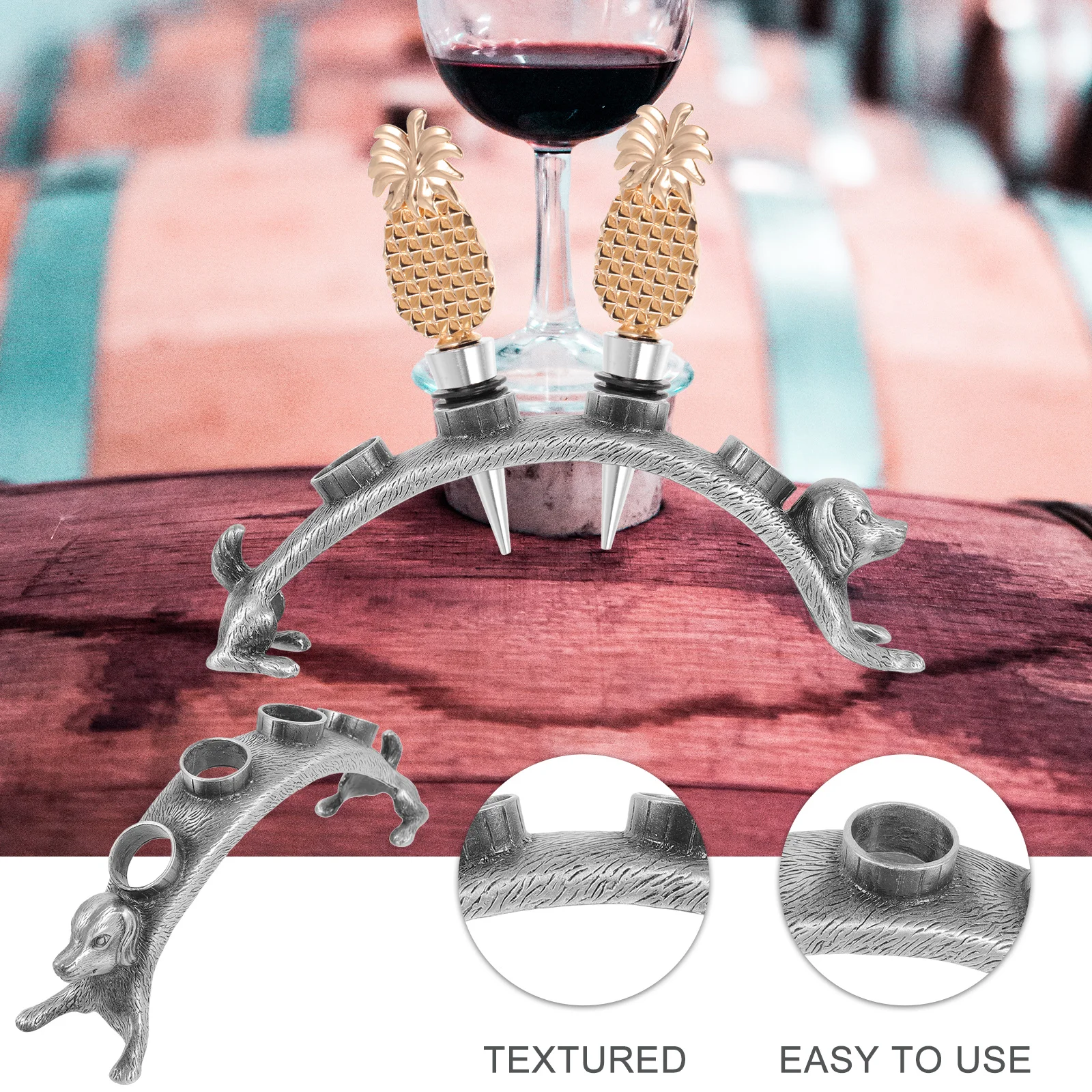 

Wine Bottle Stopper Holder Zinc Alloy Multi Slot Pourer Organizer For Kitchen Bar Decor Metal Wine Plug Rack Display Stand