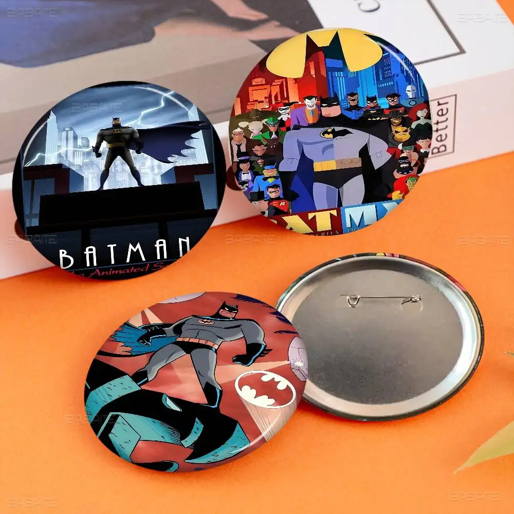 The Cool B-Batman Anime 32/44/58mm Round Cartoon Brooches Handmade Pins For Backpack Jewelry Accessories Gifts Creative Badge