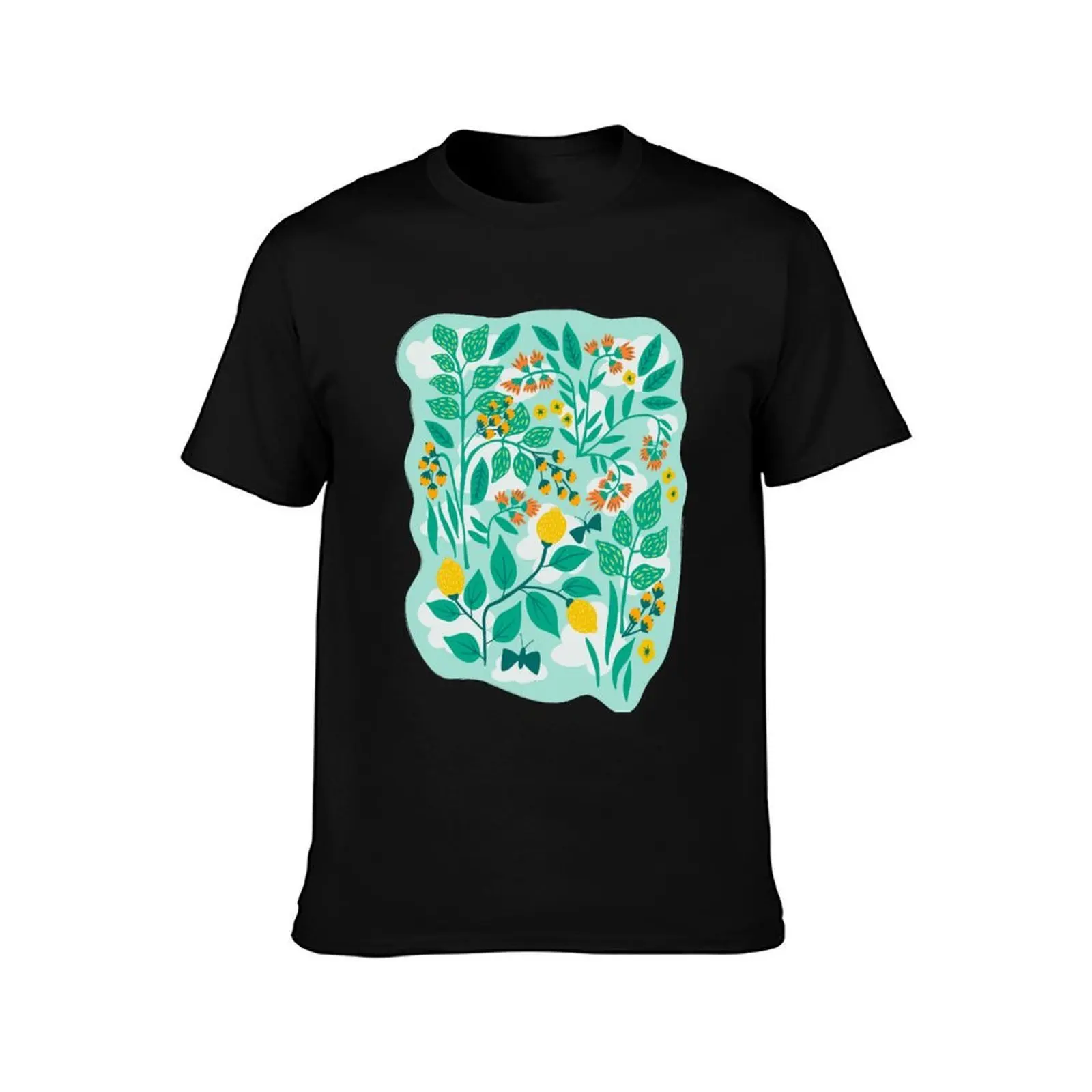 Lemony Garden T-Shirt Functional Casual Short Sleeve Tee T-Shirt