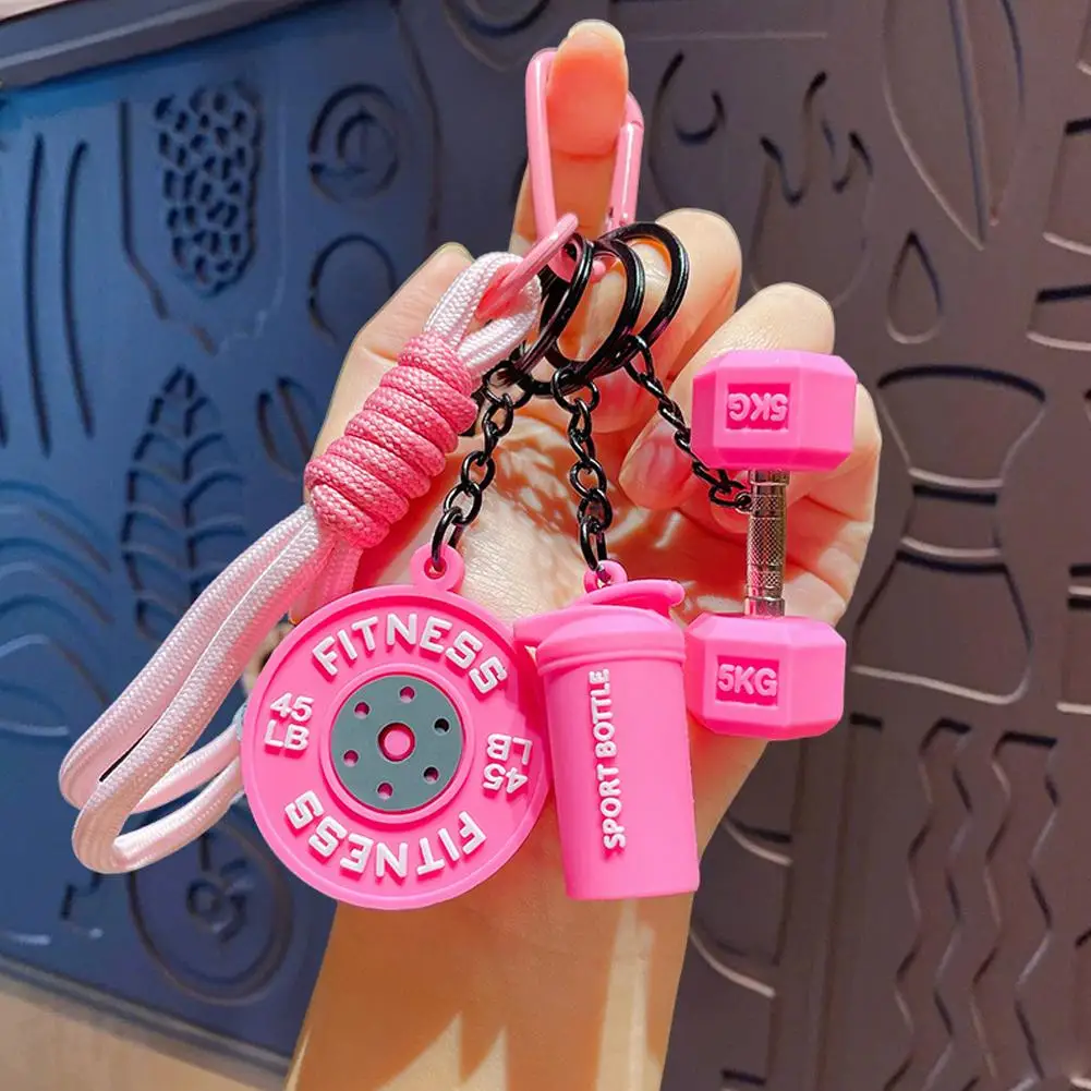 Fitness Dumbbell Keychain for Gym Bags Backpacks Water Cups Hanger Realistic Barbell Pendant Weightlifting Accessory Gift