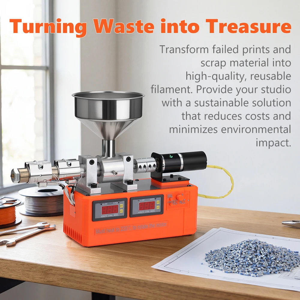 Desktop 3D Printing Filament Extruder Single Screw Small Filament Maker Waste Recycling Machine for 1.75mm 2.3mm PETG PLA Filame