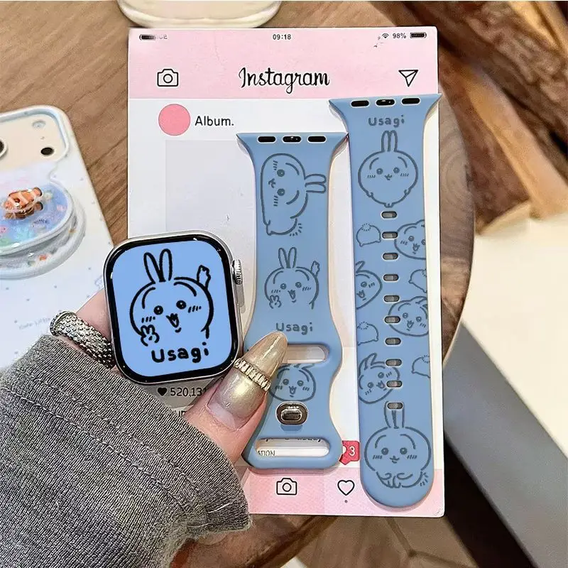 Anime Chiikawa Usagi Applicable To Apple Watch Watch Strap IwatchS11 10 9 Silicone AppleUltra3 SE Cute Kawaii Lovely Sweet New