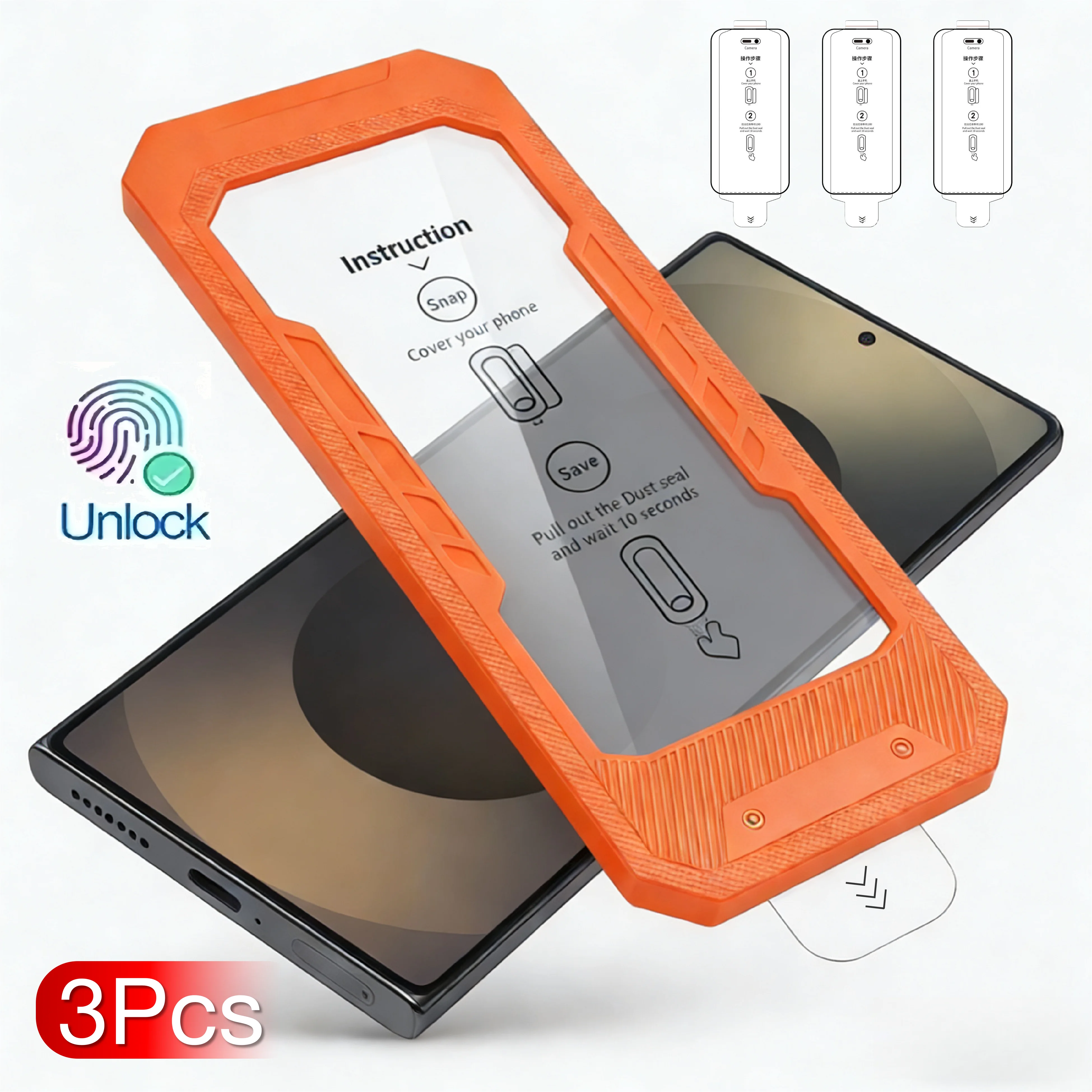 

3Pcs For Samsung Galaxy S26 S25 S24 Ultra Plus Edge Tempered Glass Screen Protector 9H No Dust Mobile Accessories Fingerprint