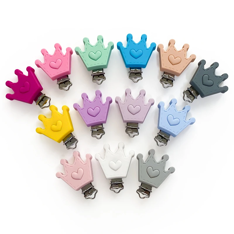 3pcs Silicone Crown Pacifier Clip Pacifier Chain Holder Soother Nursing Clips BPA Free Pacifier Chain Accessories