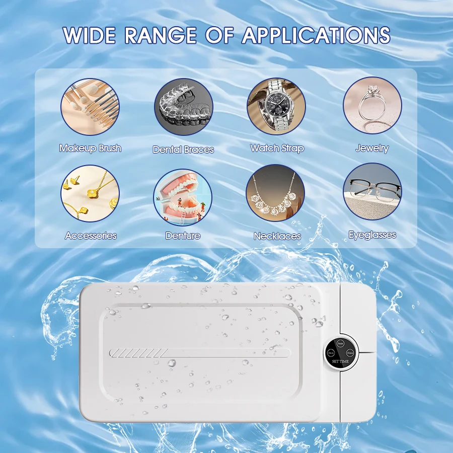 

Compact 50KHz Ultrasonic Cleaner, 350ml 304SS Deep Tank, 3/5/10min Auto OFF, Portable for Glasses Jewelry Dentures