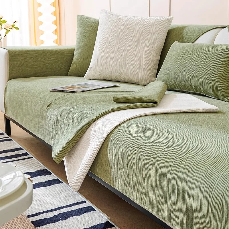 Uniwersalny pokrowiec na sofę Four Seasons, jednolity kolor, szenilowy pokrowiec na kanapę, mata ochronna przed zarysowaniami ze zwierzątami do salonu, fundas sofa