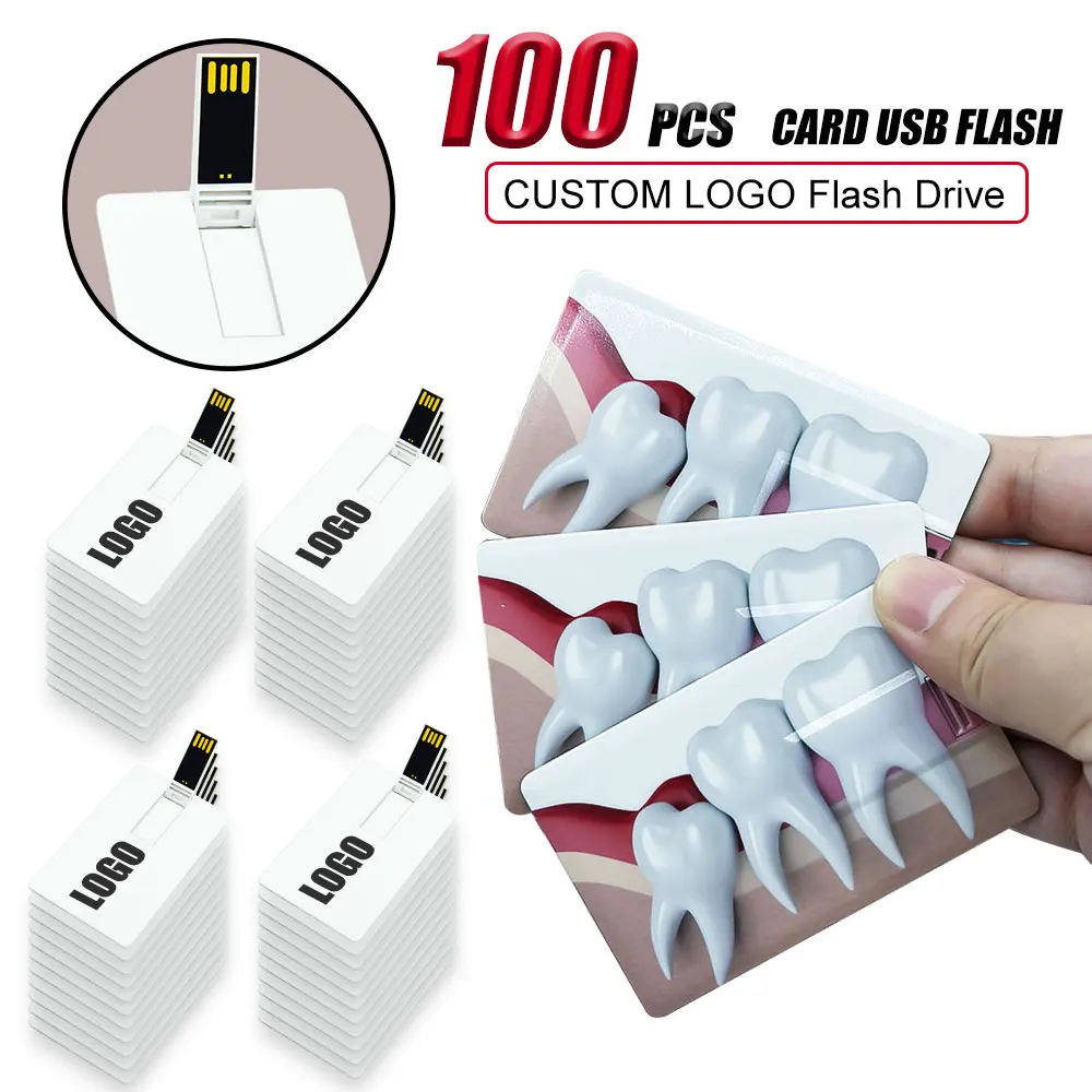 Hot Sale 100Pcs/lot Credit Card 2.0 Model Flash Drive 1GB 2GB Memory Card 4GB 8GB 16GB Pendrive Usb Stick Pen Drive Custom Logo