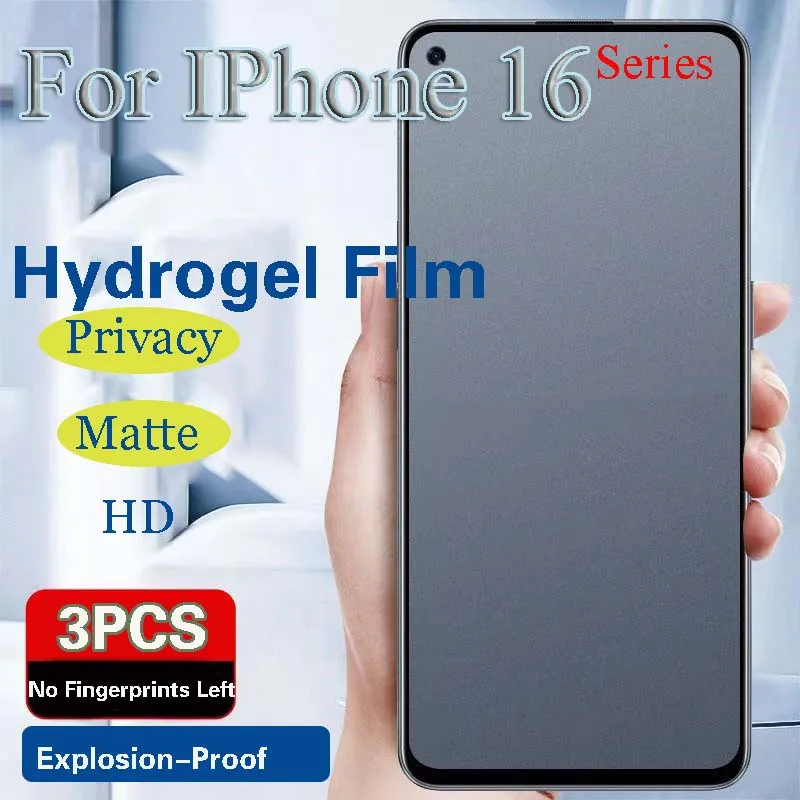 Protector de Pantalla de Privacidad para iPhone 16, Película de Hidrogel Mate para iPhone 16 Pro Max, Cobertura Total HD Suave para iPhone 16 Plus y 16 Pro Max
