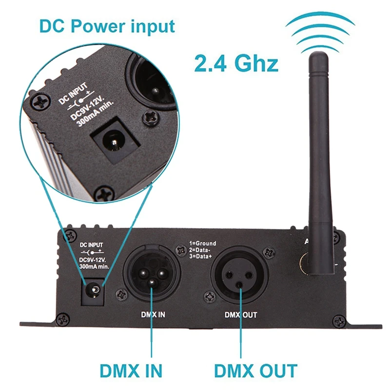 2.4G Wireless DMX 512 Controller Transmitter Receiver LCD Display Power Adjustable Repeater Lighting Controller