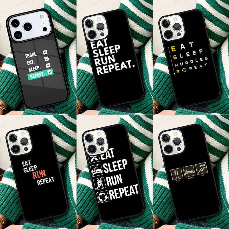Противоударный чехол EAT SLEEP RUN REPEAT для iPhone 17 Air 16e 15 11 12 14 13 Pro Max